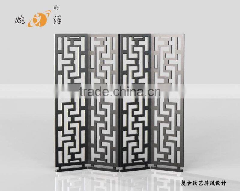 Simple stylish bedroom hollow folding personality metal screen