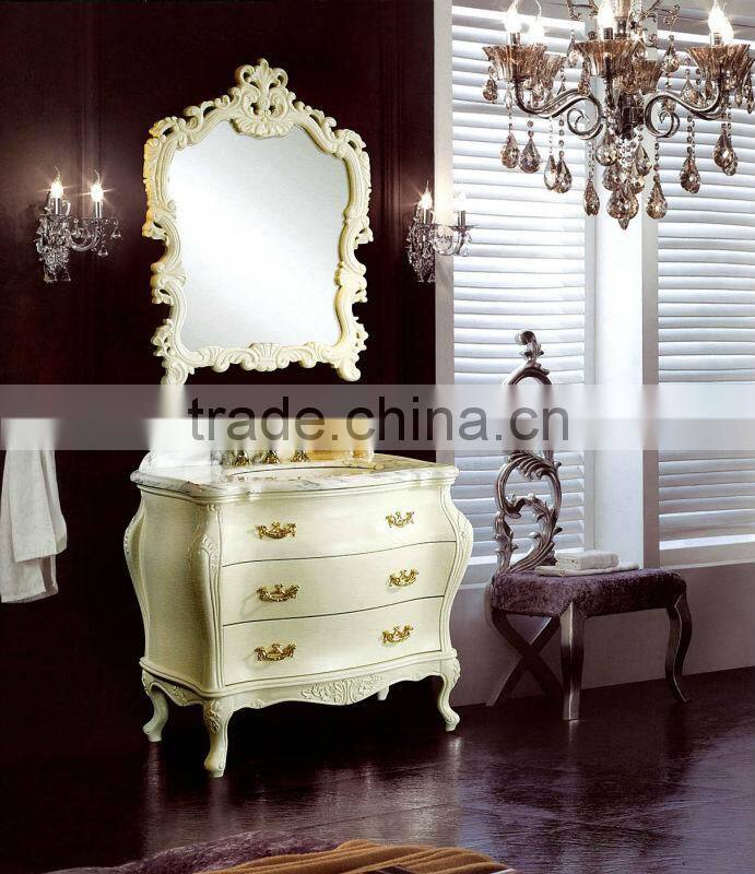 Classic Bath Cabinetry, Marble Top,Lastest Luxury Vanity Units,New European Style Bathroom Vanity Mirror Cabinet(BF08-4123)
