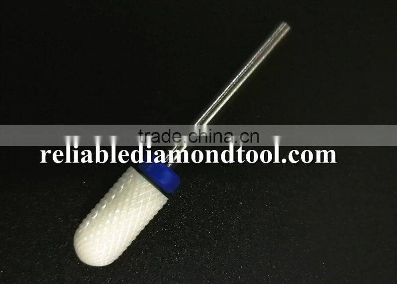Polishing Drill Barrel Ball Total Length 40MM Medium Type Head Blade Diameter 13MM White Ceramic Burr for Nail
