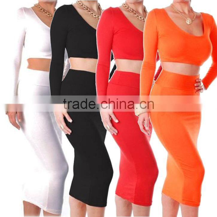 Maxi Skirt MWomens Cocktail Clubwear Party High Waisted Long Sleeve Bodycon Bandage Dress Long Skirt Size :M