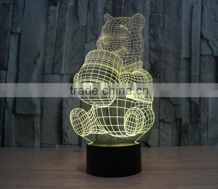 2016 creative colorful touch panel round base colorful USB 3D night light decoration light for Christmas gift
