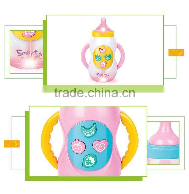 Latest plastic cartoon funny toy baby feeding bottle with music