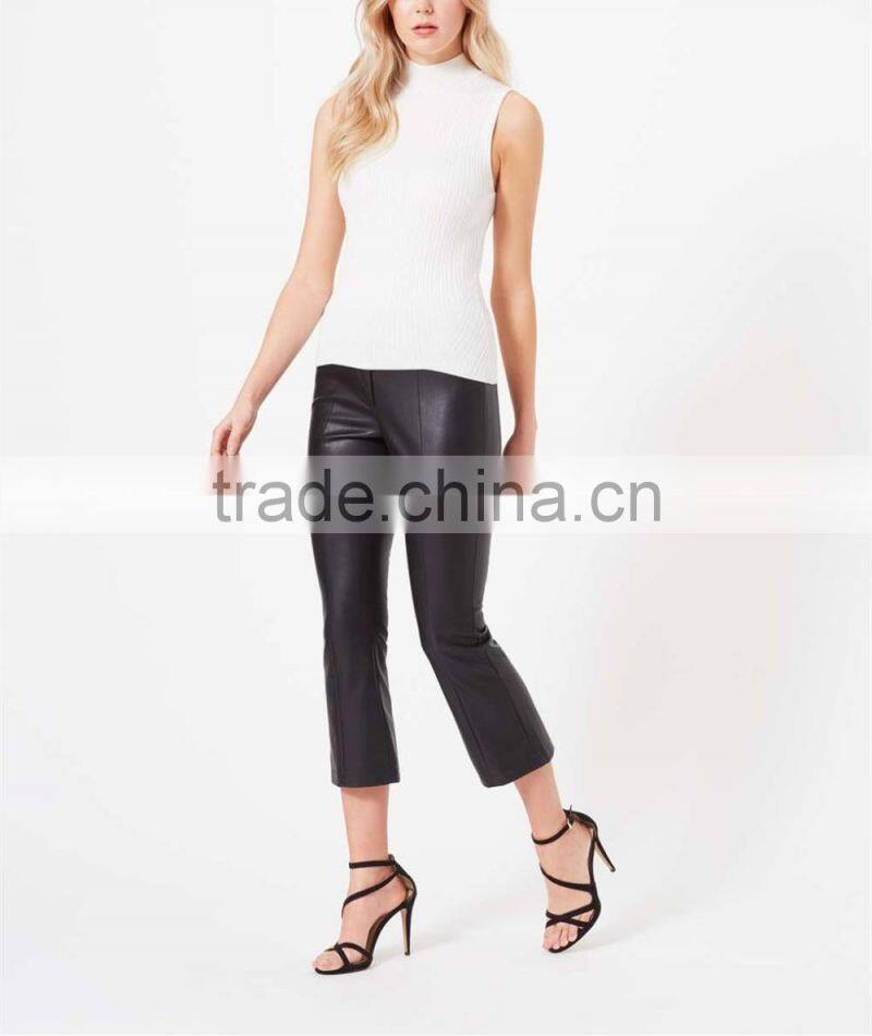 2016 Fashion Cream Sleeveless Knit Rib Tank Top HST8046