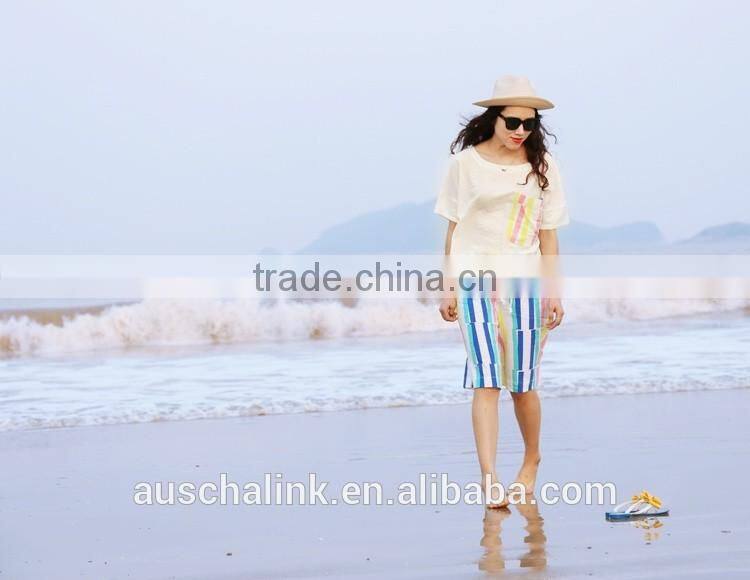 OEM service outdoor fashion colorful stripe beach girl short pants