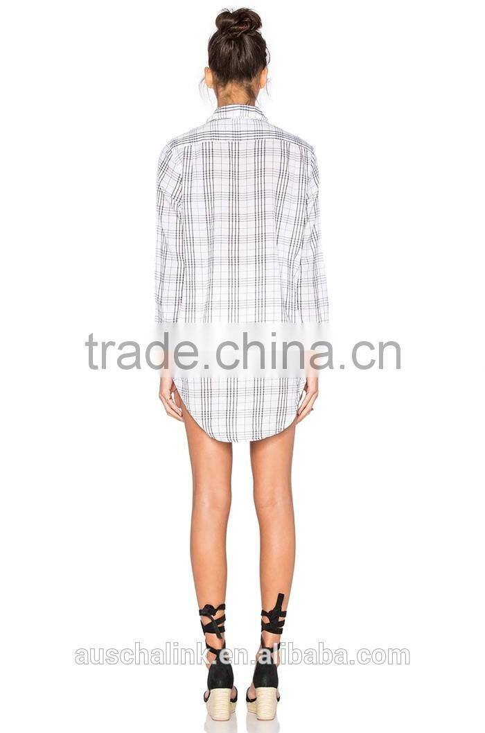 custom women western plaid oversized shirts wholesale OEM service