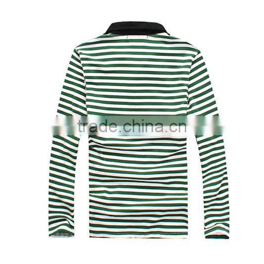 Cannda long sleeve mens stripe polo shirts with pocket
