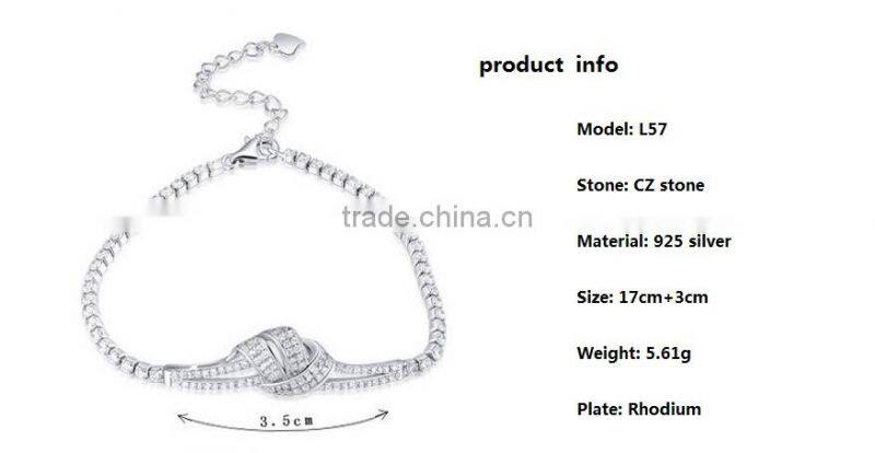 Latest design 925 Sterling Silver love knot bracelet