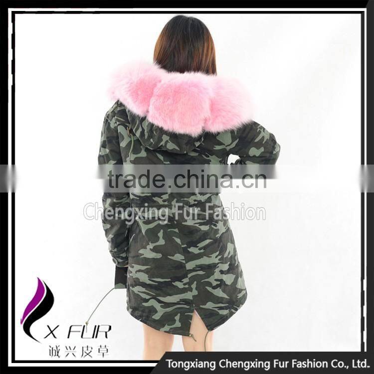 CX-G-P-03B Women Fashion Fur Jacket With Fur Inside Fur Collar Parka