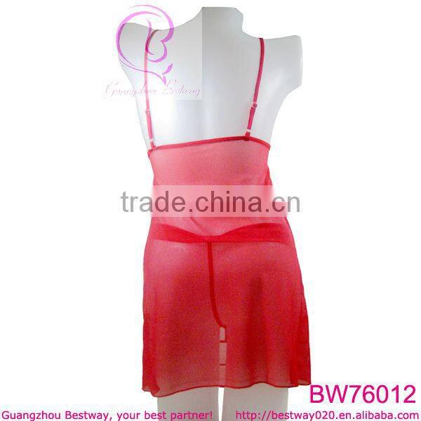 Red see-through sexy lingerie hot babydoll