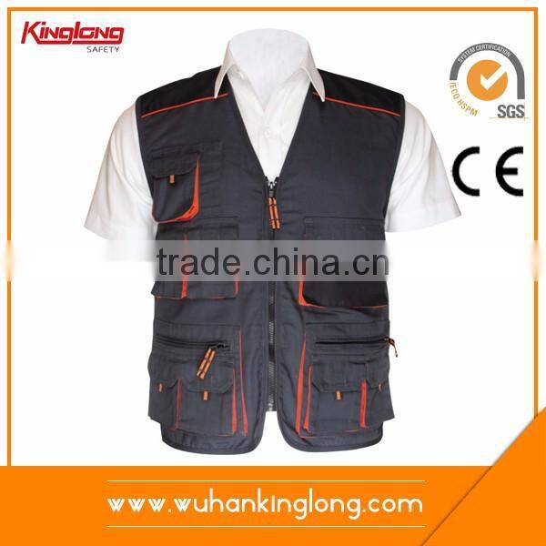 Plus size 65 percent polyester breathable fishing vest