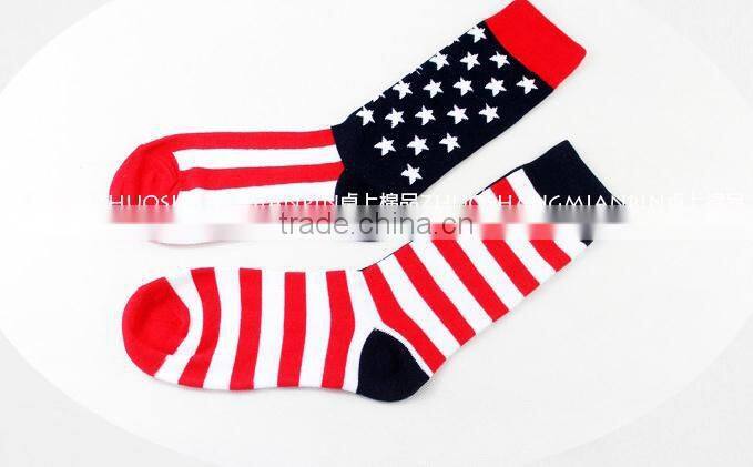 Wholesale stripe USA flag custom socks manufacturer