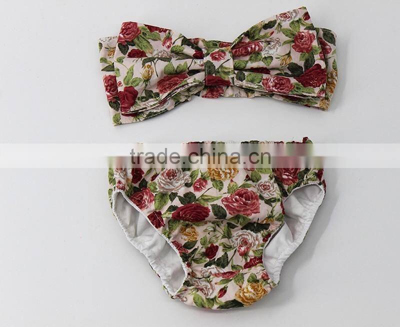 Greenery baby summer seaside floral sling bowknot swimsuit for 2017 cute lovely chic wholesale