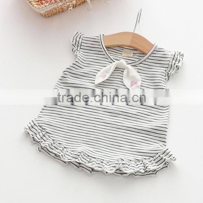 2017 New Design Shirts Casual Kids Children's Striped Wood Earrings Short Sleeve Bottles Shirt Little Girl Vest