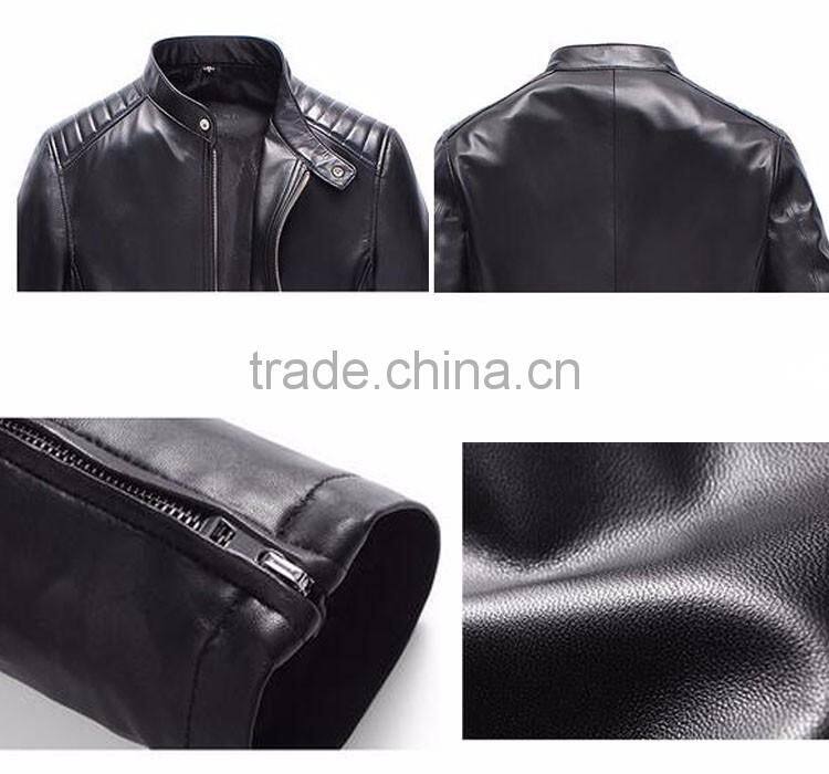 Latest fashion design black leather men winter coat fur clothing men coat
