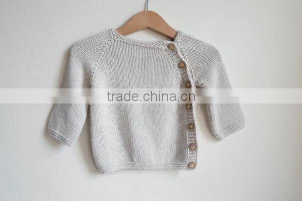 Beige baby knitted sweater left front with buttons newborn fashion wear