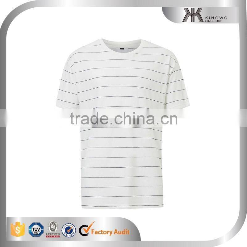 Custom mens white off black stripes t shirts 100% cotton summer wear t-shirts for man