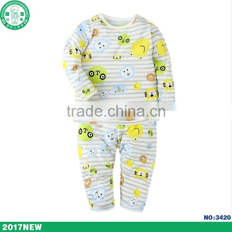 High quality OEM Service cute printing cotton kids wear long sleeve children clothing set