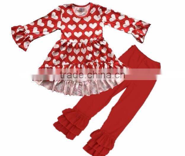 2016 winter spring long sleeve wholesale children's Valentine boutique girls kids red pink cute Baby