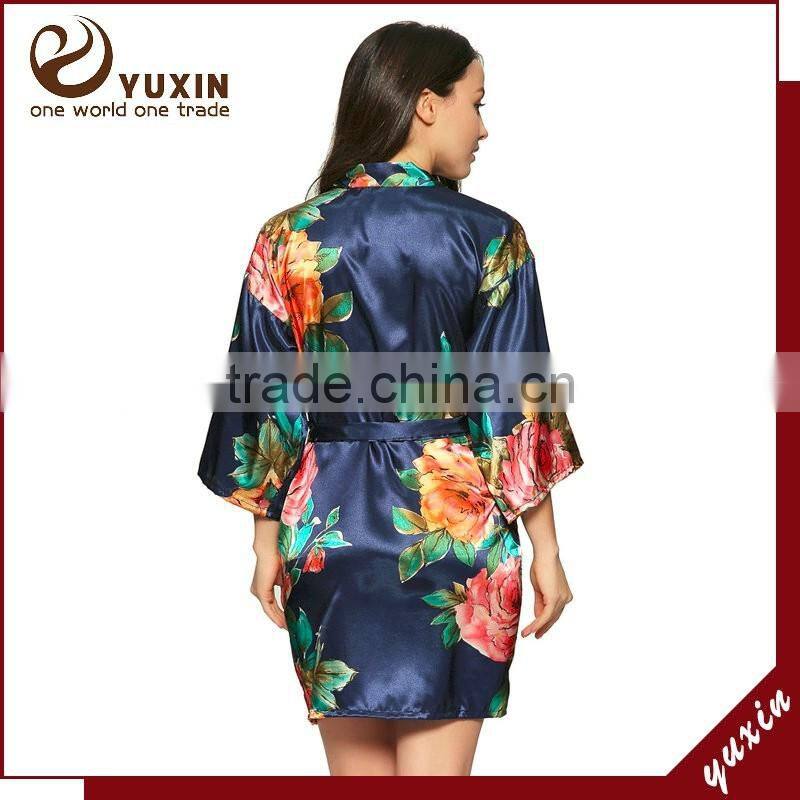 Bridesmaid robes Colorful Summer Bride Satin Robe Floral Robes FRS020