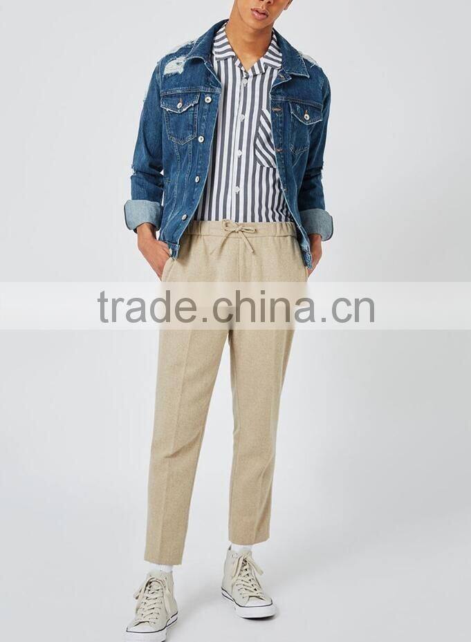 Fashion model custom 100% cotton jean jackets men wholesale Fitting Cropped fancy Denim Jackets