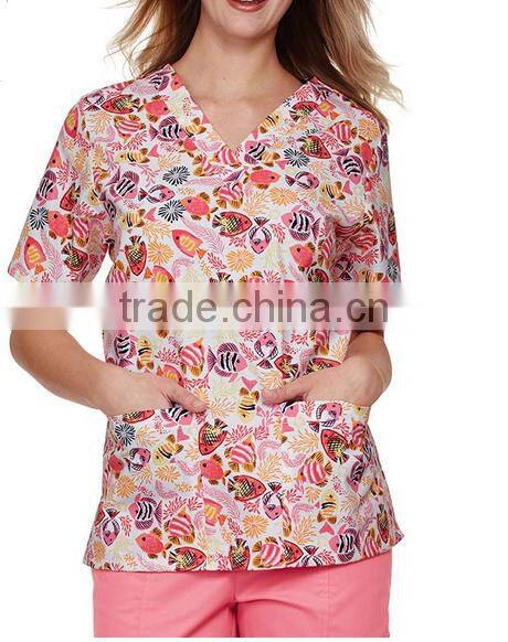 OEM service disposable cheap printed nursing scrubs medical