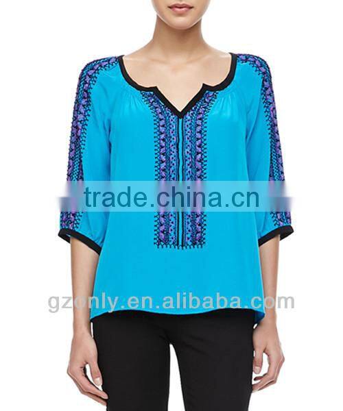 Embroidered Voile Tunic ladies blouse designs