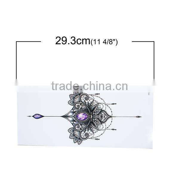 Paper Removable Waterproof Temporary Sternum Tattoo Sticker Body Art Purple Leaf Pattern Temporary Tattoos China