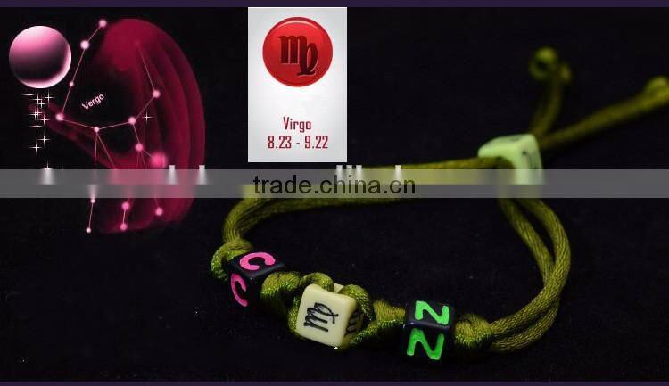 Latest Colorful Handmade Handicraft Braided Vintage 12 Zodiac Sign Charm Bracelet