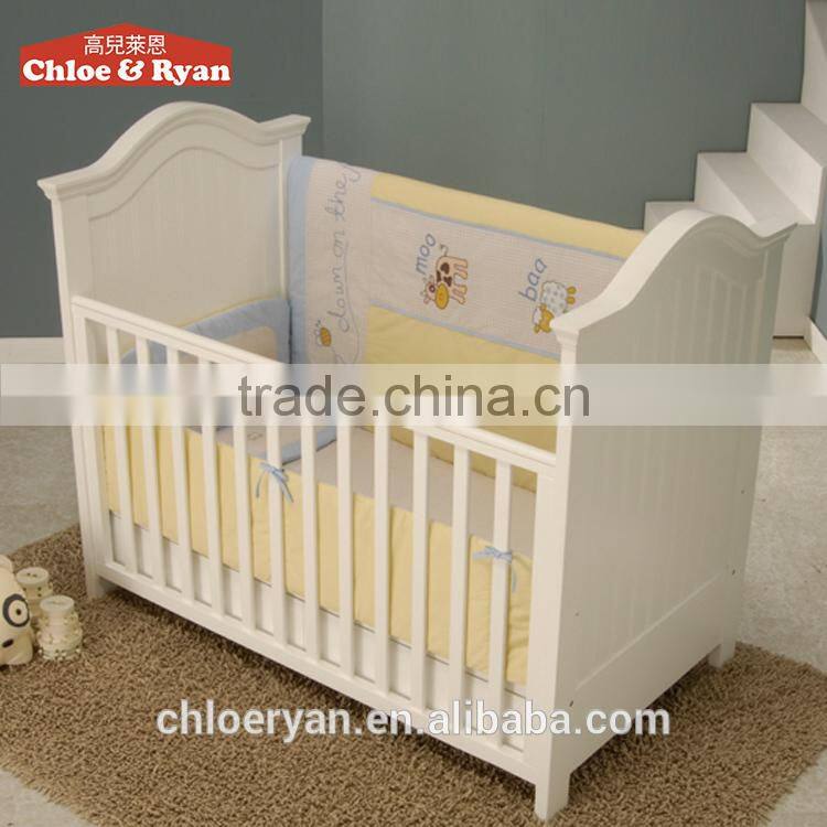 Fashion babybed design furniture with drop side protable baby bed prices
