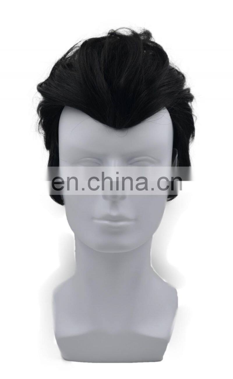 MCW-2354 New 2017 fashion synthetic wig black short straight man hair wig fancy dress costume wig