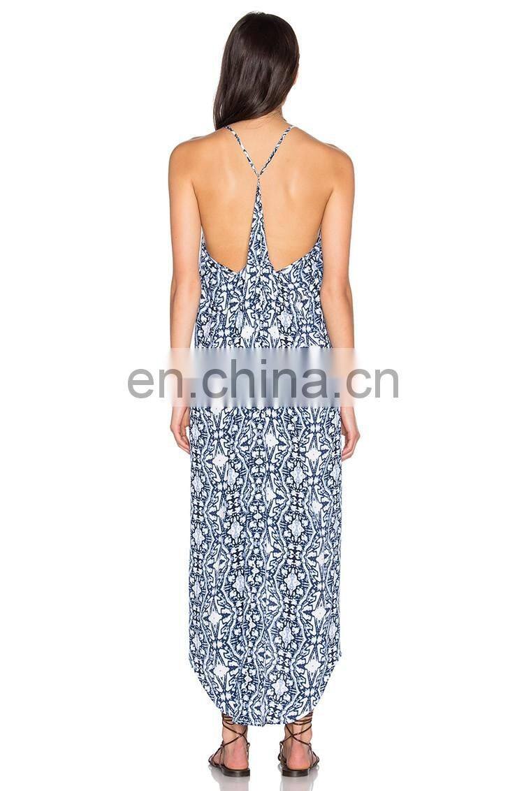 custom made sublimation print fashion women silk long beach dress 2017