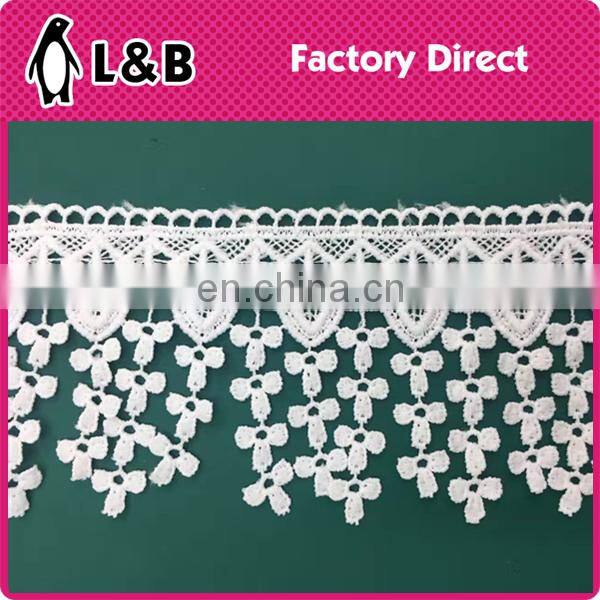 2017 wholesale white embroidery water soluble polyester lace