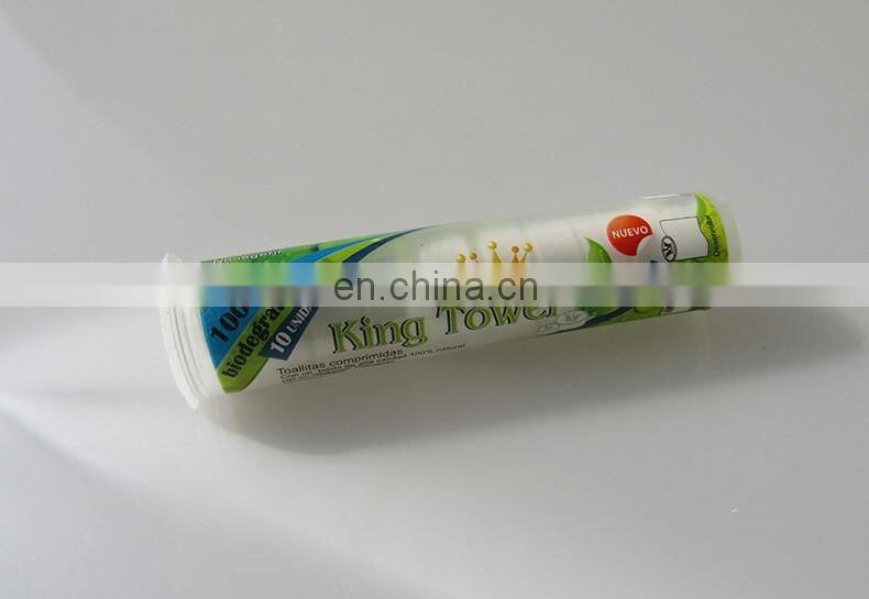 100% rayon compressed magic coin mini tissue with tube