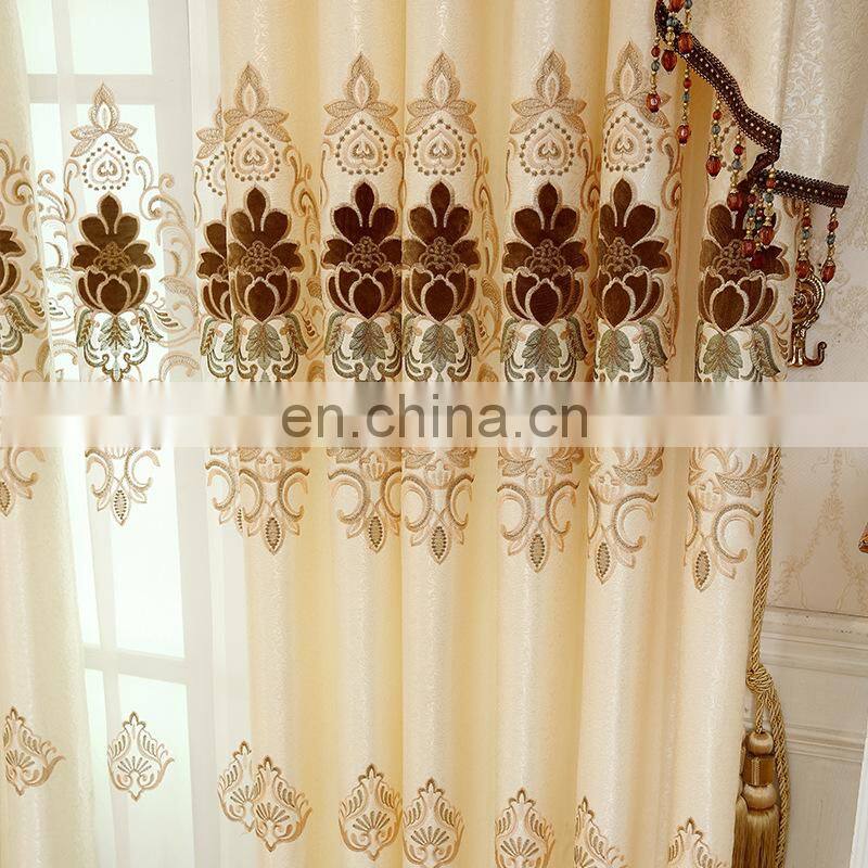 wholesale european style blackout embroidery curtain ready made custom bedroom