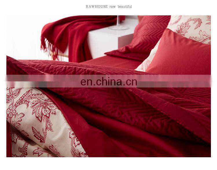 RAWHOUSE wedding red 3pcs quilt wholesale china quilted bedspread cotton
