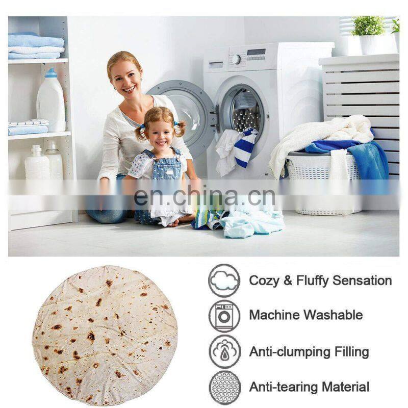 Burritos Wrap Throw Blanket Tortilla Blanket Round Food Blanket 71Inch