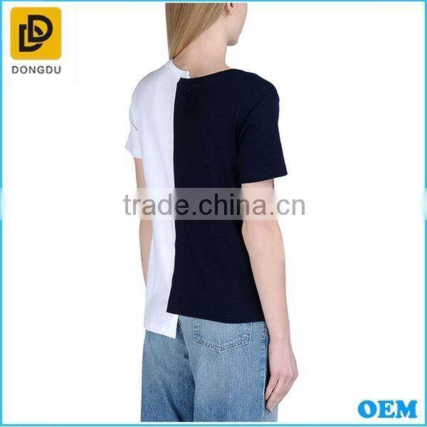 2016 black and white stripe casual T-shirt with short sleeves