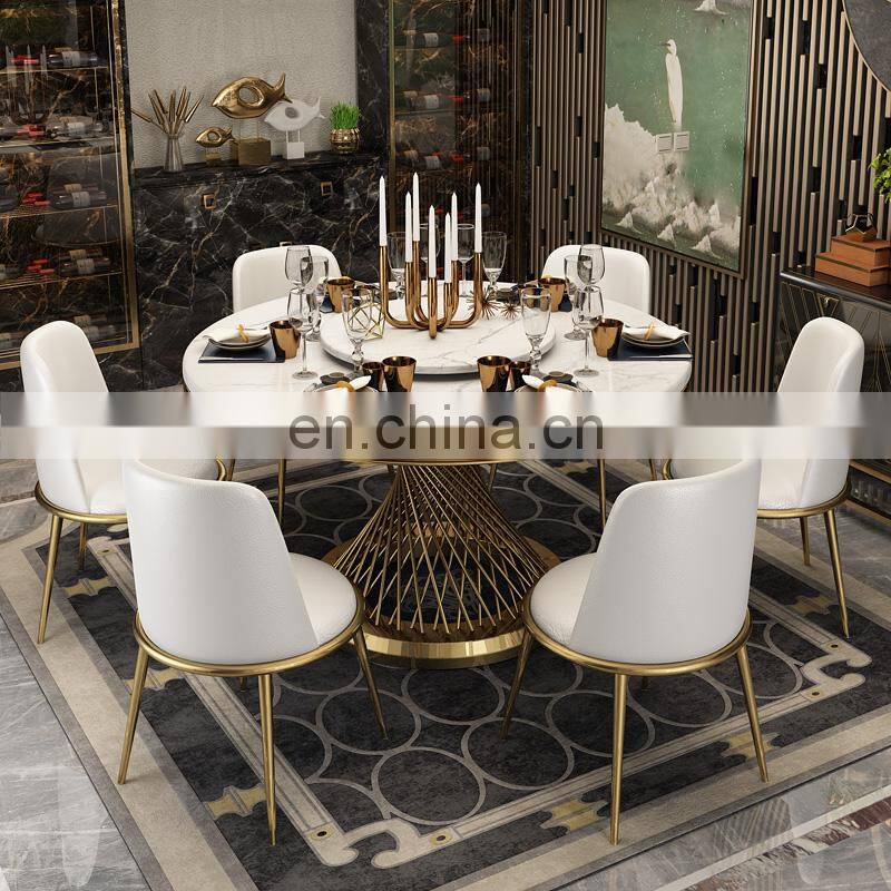 modern style round marble dinning table set dining room furniture