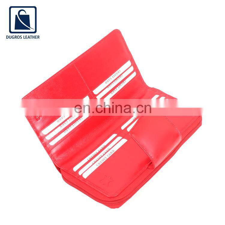 Stylish Look Matching Stitching Magnet Closure Type Genuine Leather Wallet for Women