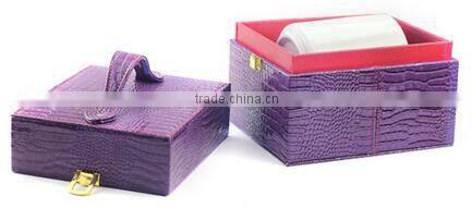 High quality purple faux leather jewelry display case for sale,purple crocodile leather jewelry box,make jewelry display case