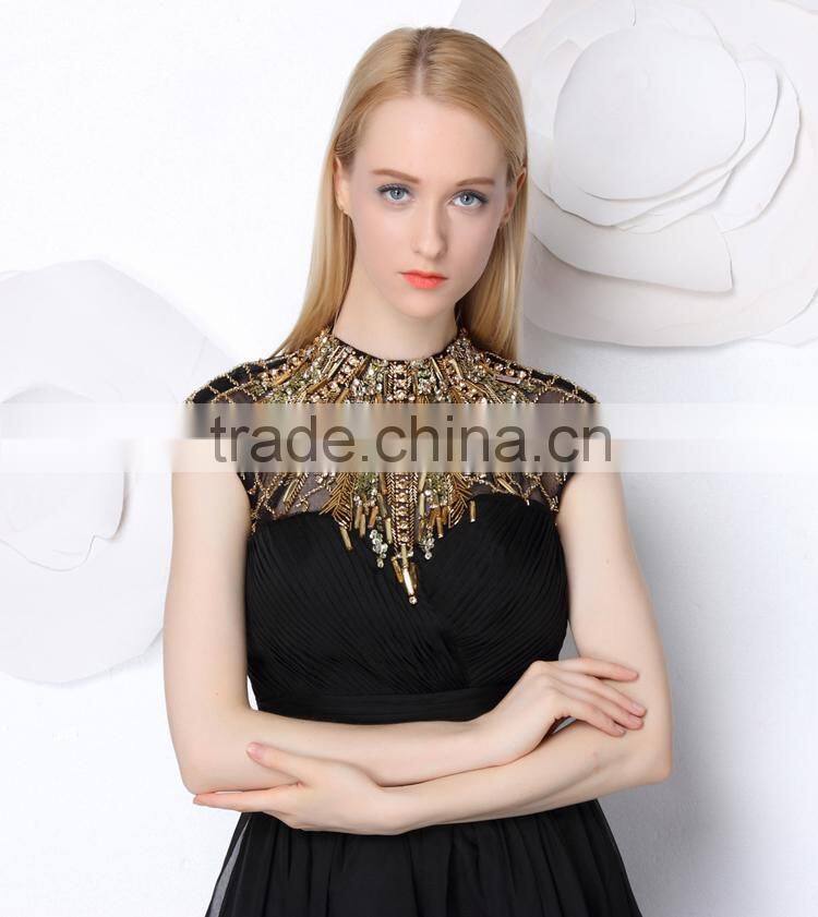 Factory price new arrival ladies diamond black 100% handmade ladies mini skirt haute couture evening dresses