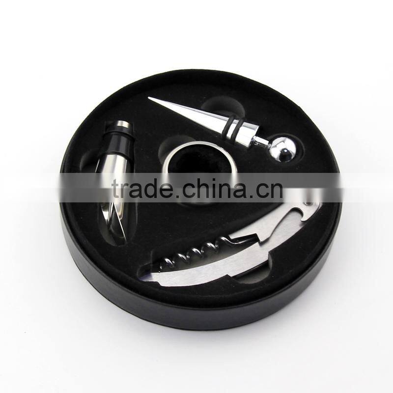 Red Wine Box Bottle Opener Set Bottle Screwdriver 4-in-1 opener set round wine gift set wine canister set