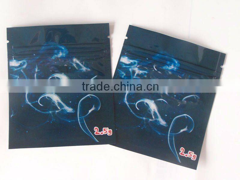 Mr.Happy three side seal aluminum potpourri zipper bag with zipper logo priting