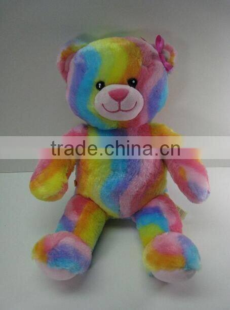 2016 promotion gift rainbow color bear soft plush toys, plush rainbow teddy bear for gifts