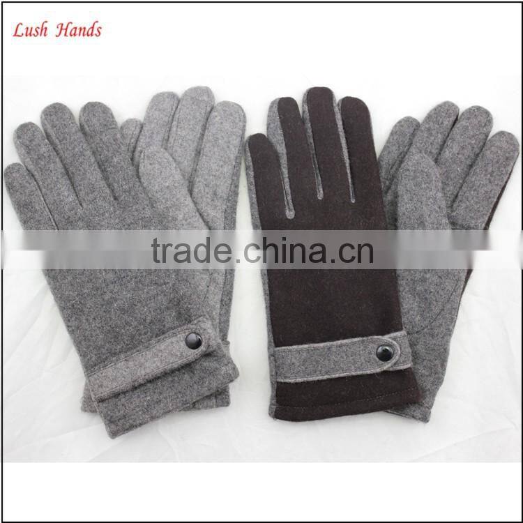 men's simple woolen hand gloves men with belt