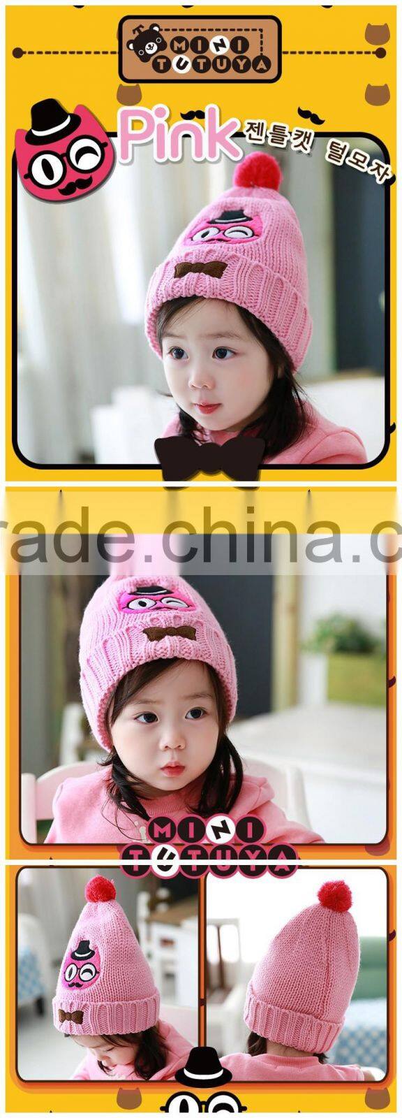 Wholesale 2015 Winter Latest Gentle Cat Embroideried Fashion Boys Girls Kids Hat