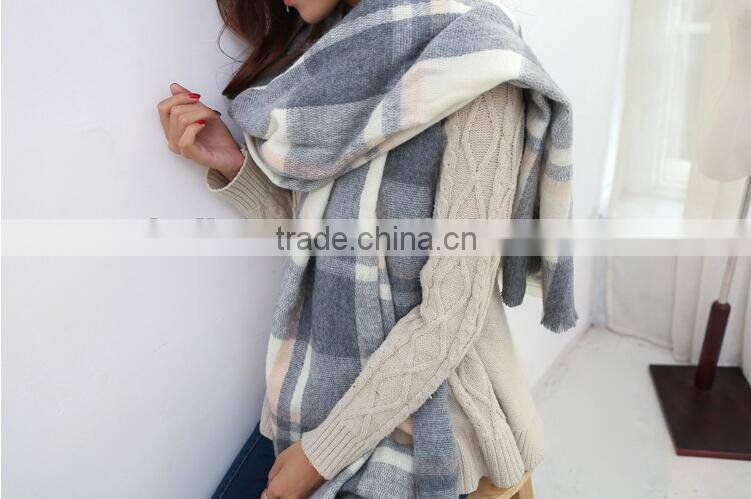 Wholesale Woman Plaid Cashmere Pashmina Scarf And Shawl