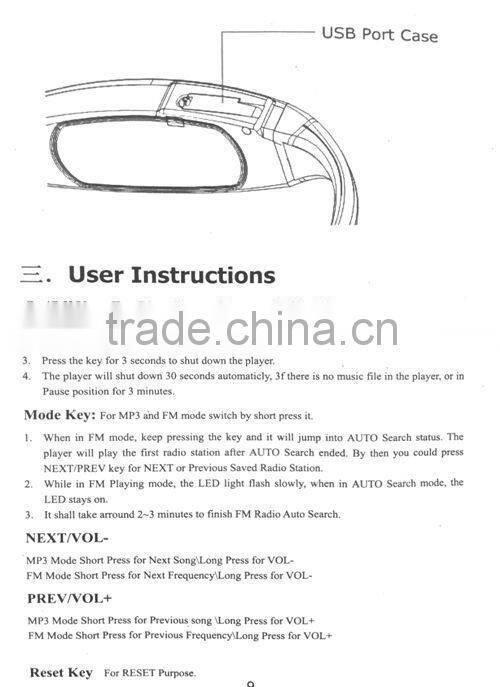 4GB Waterproof Bone Conduction Headset Sports Headset Mp3 with USB 2.0 Port