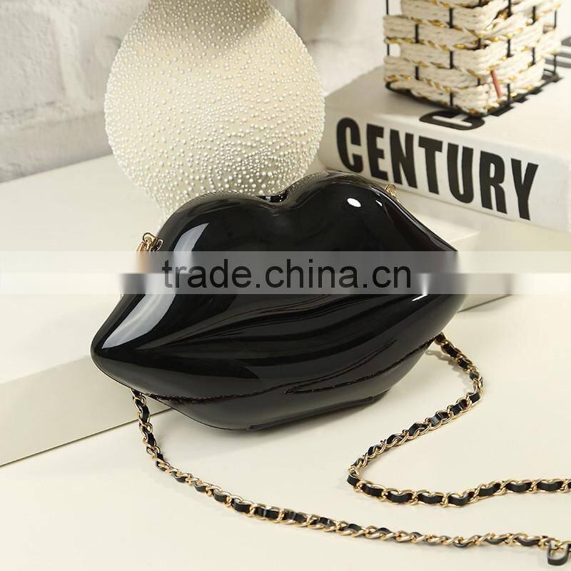 57 2016 New Arrival Big Lip Pu Leather Women's Clutch Chain Shouder Messenger Bags Evening Bag Red Lip Purse Women Handbags
