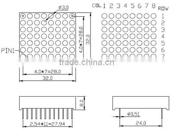 NEWSHINE Through Hole FND OEM/ODM manufacturer XH-12057 Module 5x7 Blue Matrix Display